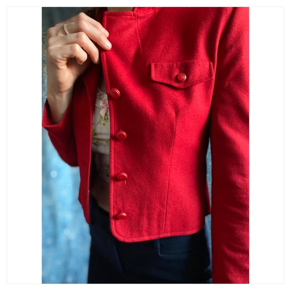 Vintage Pendleton blazer red cropped button down wool - Picture 6 of 11